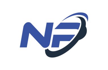 NP Logo Swoosh elips mavi mektup vektör kavramı