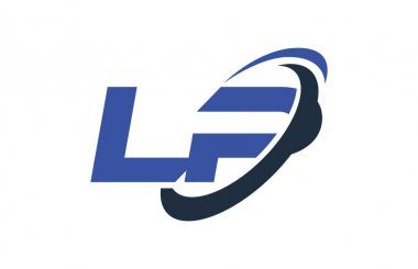LP Logo Swoosh elips mavi mektup vektör kavramı