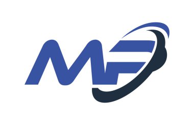 MP Logo Swoosh elips mavi mektup vektör kavramı