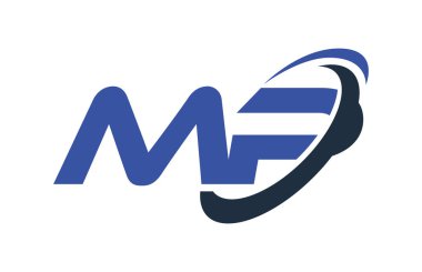 MP Logo Swoosh Ellipse Blue Letter Vector Concept clipart