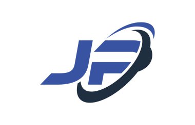 JP Logo Swoosh elips mavi mektup vektör kavramı