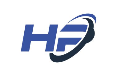 HP logosu Swoosh elips mavi mektup vektör kavramı