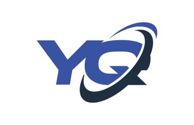 YQ Logo Swoosh elips mavi mektup vektör kavramı