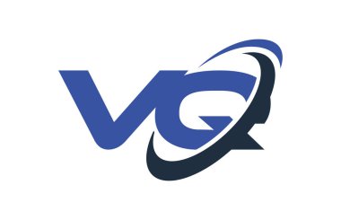 VQ Logo Swoosh elips mavi mektup vektör kavramı