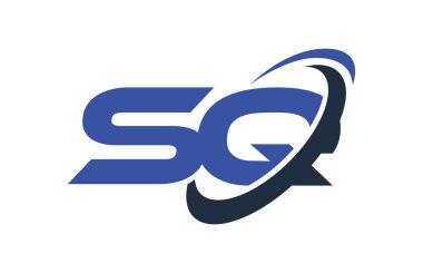 SQ Logo Swoosh elips mavi mektup vektör kavramı