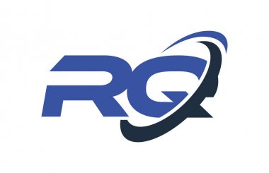 RQ Logo Swoosh elips mavi mektup vektör kavramı