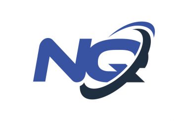 NQ Logo Swoosh elips mavi mektup vektör kavramı