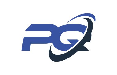 Pq Logo Swoosh elips mavi mektup vektör kavramı