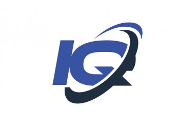 IQ Logo Swoosh elips mavi mektup vektör kavramı
