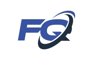 FQ Logo Swoosh elips mavi mektup vektör kavramı