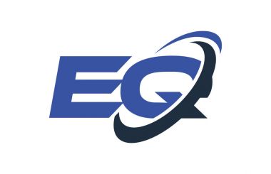 EQ Logo Swoosh elips mavi mektup vektör kavramı
