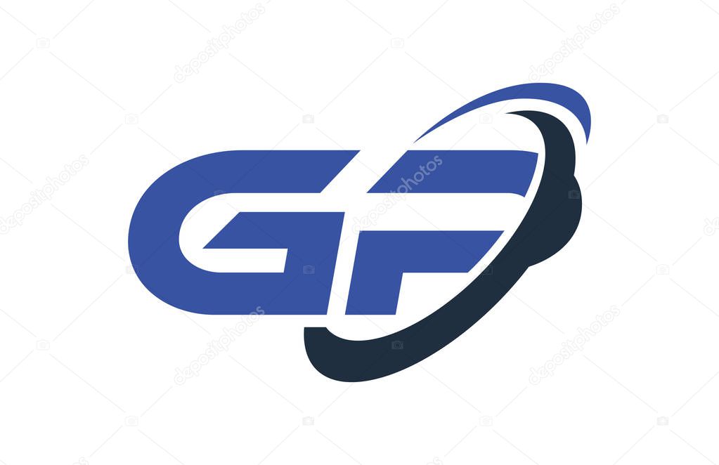 GP Logo Swoosh Ellipse Blue Letter Vector Concept