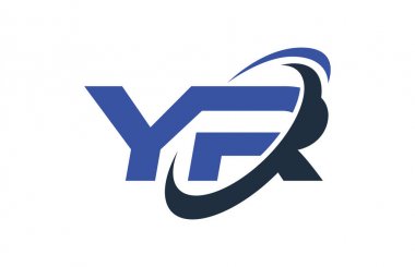 Yr Logo Swoosh elips mavi mektup vektör kavramı