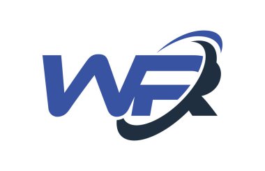WR Logo Swoosh elips mavi mektup vektör kavramı