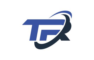 Tr logosu Swoosh elips mavi mektup vektör kavramı