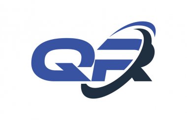 QR Logo Swoosh elips mavi mektup vektör kavramı