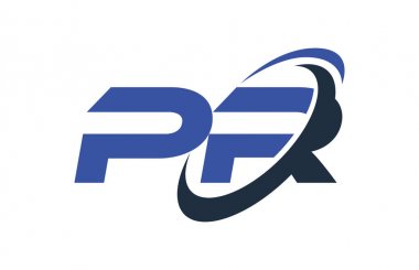 PR Logo Swoosh elips mavi mektup vektör kavramı