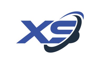 XS Logo Swoosh elips mavi mektup vektör kavramı