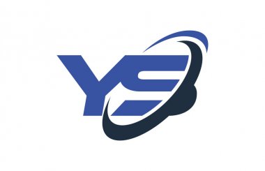 YS Logo Swoosh elips mavi mektup vektör kavramı