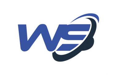 Ws Logo Swoosh elips mavi mektup vektör kavramı