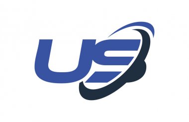 Bize Logo Swoosh elips mavi mektup vektör kavramı