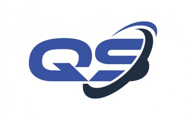 QS Logo Swoosh elips mavi mektup vektör kavramı