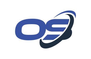OS Logo Swoosh elips mavi mektup vektör kavramı