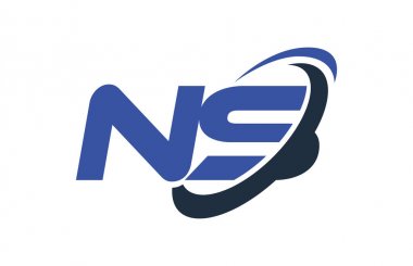 NS Logo Swoosh elips mavi mektup vektör kavramı