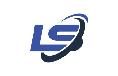 Ls Logo Swoosh elips mavi mektup vektör kavramı