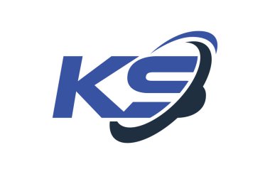 KS logosuna Swoosh elips mavi mektup vektör kavramı