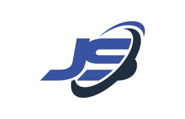 JS Logo Swoosh elips mavi mektup vektör kavramı