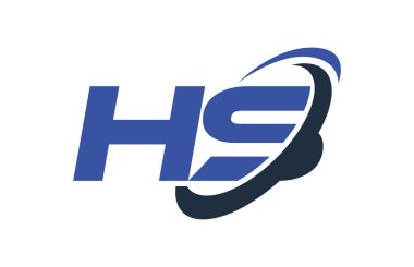 HS Logo Swoosh elips mavi mektup vektör kavramı