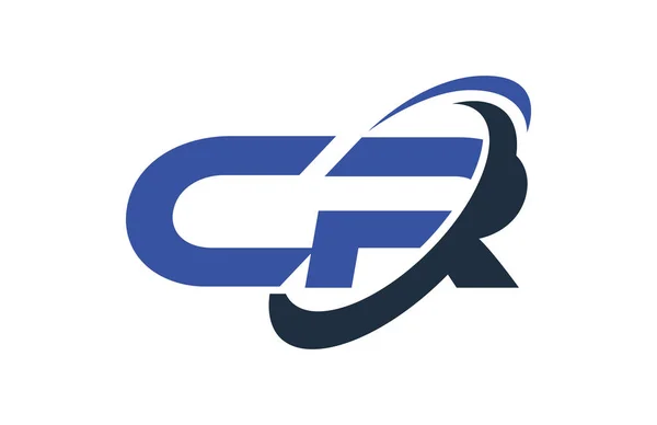 Logo Swoosh Ellipse Blue Letter Vector Konsep - Stok Vektor