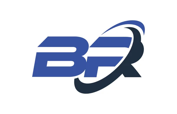 Logo Swoosh Ellipse Azul Carta Vetor Conceito —  Vetores de Stock