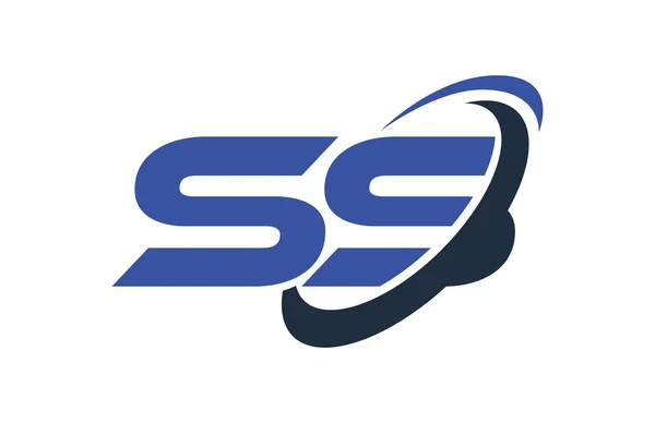 SS Logo Swoosh elips mavi mektup vektör kavramı