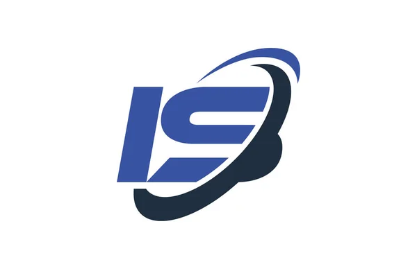 Logo Swoosh Elipse Azul Carta Vector Conceito —  Vetores de Stock