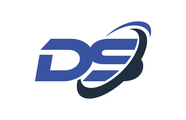 DS Logo Swoosh elips mavi mektup vektör kavramı