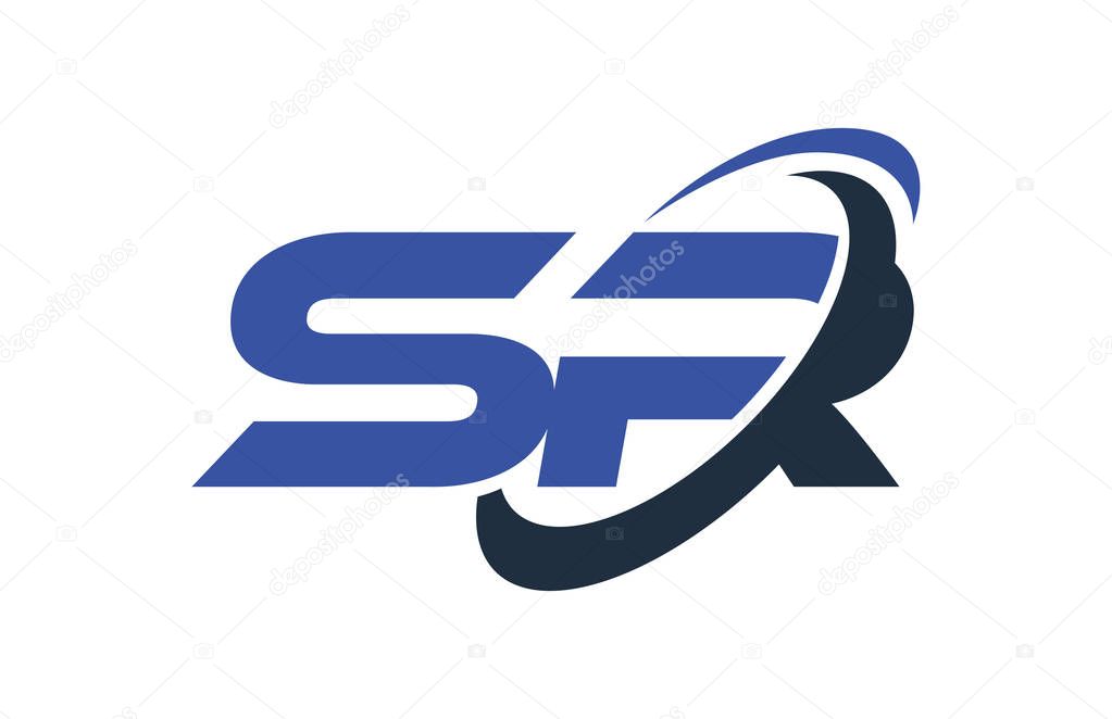 SR Logo Swoosh Ellipse Blue Letter Vector Concept