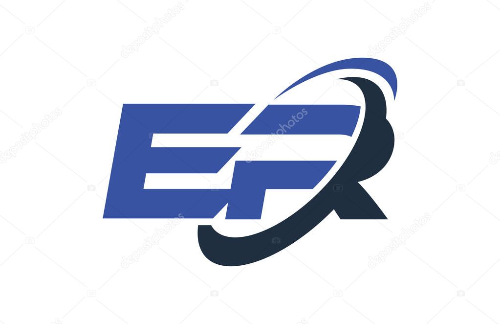 ER Logo Swoosh Ellipse Blue Letter Vector Concept