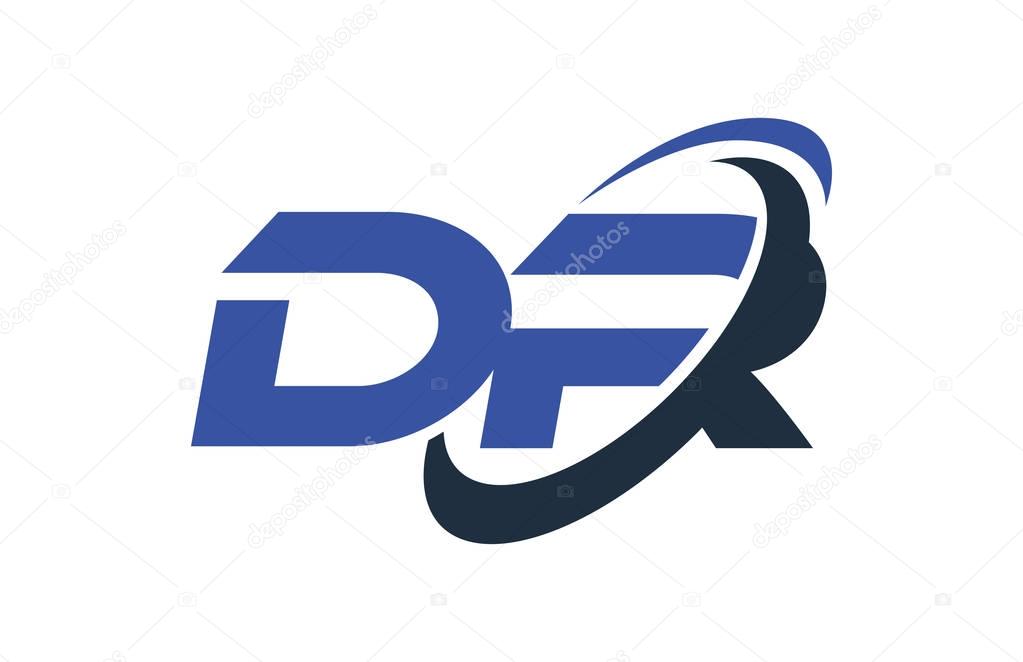 DR Logo Swoosh Ellipse Blue Letter Vector Concept