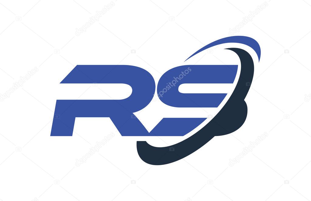 RS Logo Swoosh Ellipse Blue Letter Vector Concept