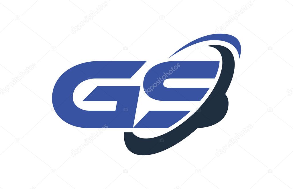 GS Logo Swoosh Ellipse Blue Letter Vector Concept
