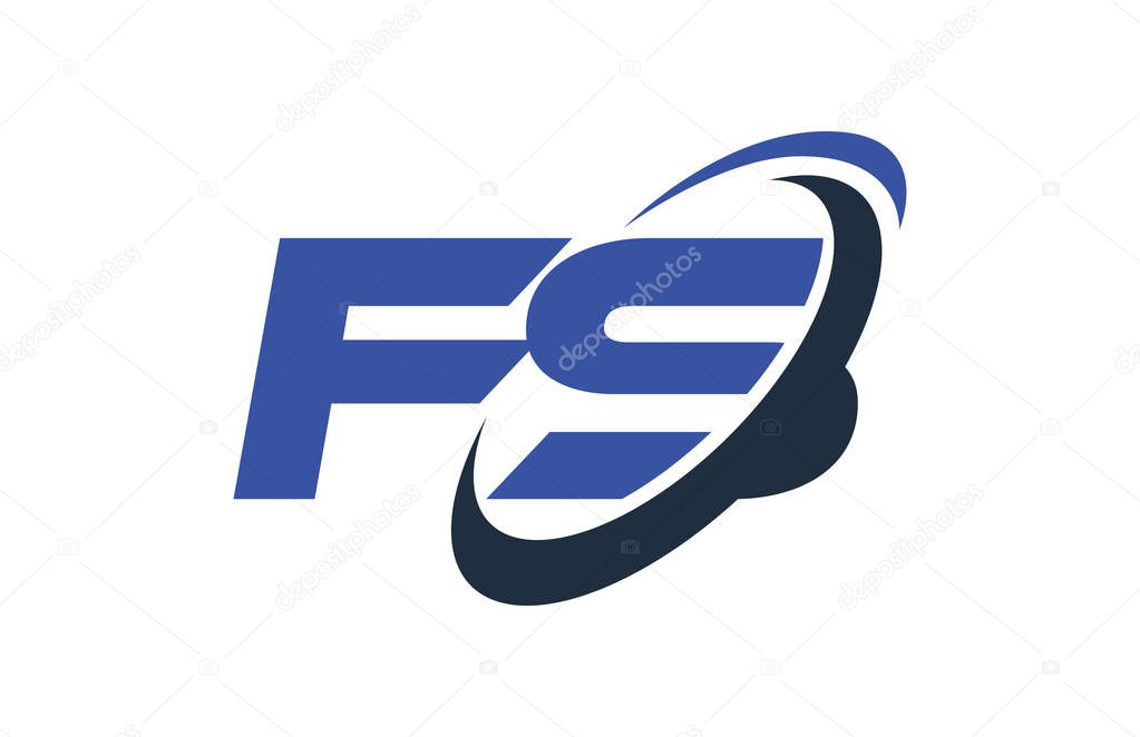FS Logo Swoosh Ellipse Blue Letter Vector Concept