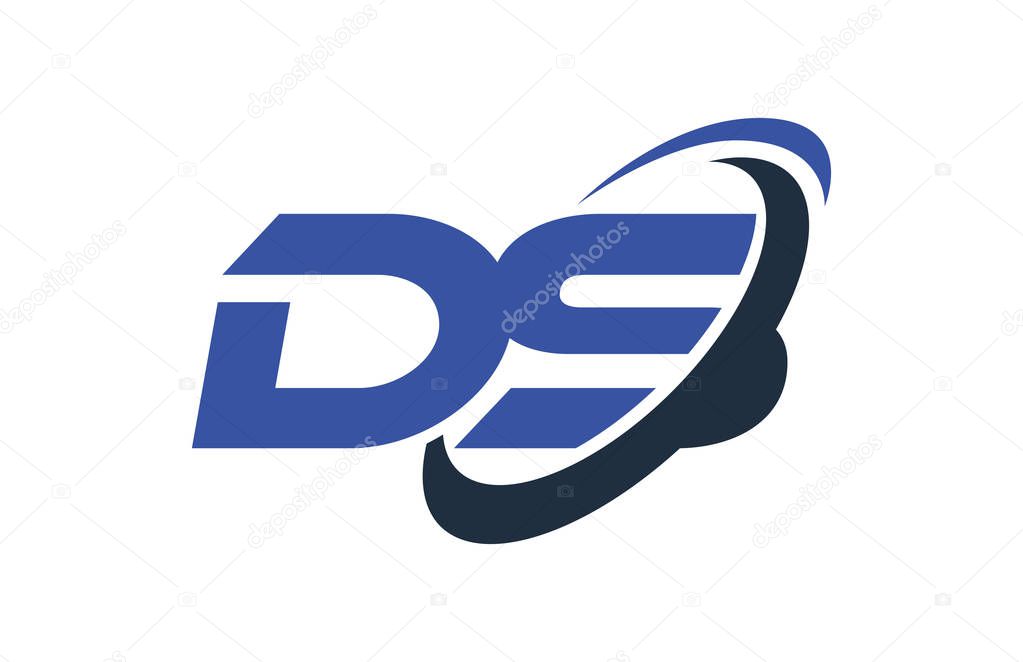 DS Logo Swoosh Ellipse Blue Letter Vector Concept