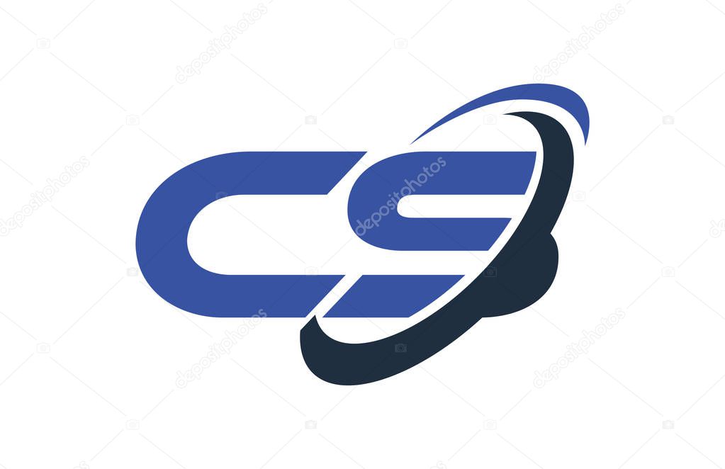 CS Logo Swoosh Ellipse Blue Letter Vector Concept