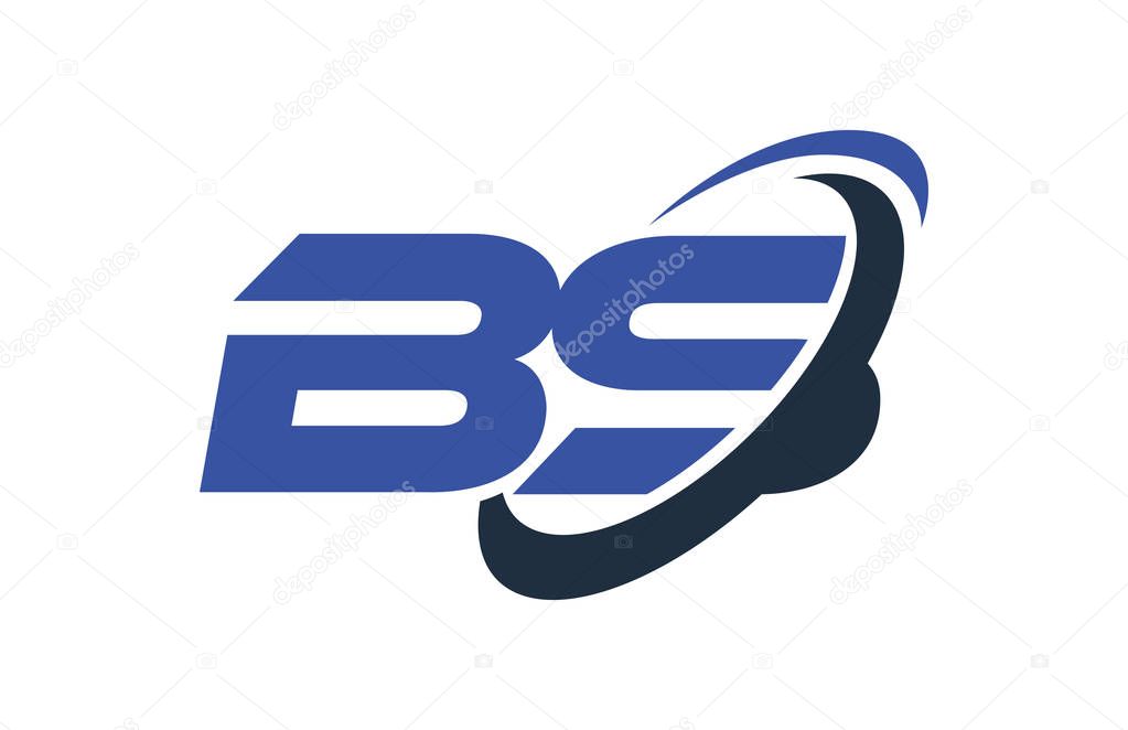 BS Logo Swoosh Ellipse Blue Letter Vector Concept