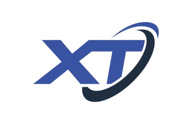 XT Logo Swoosh elips mavi mektup vektör kavramı