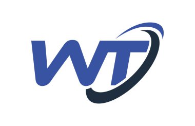 WT Logo Swoosh elips mavi mektup vektör kavramı
