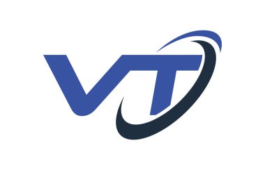 VT Logo Swoosh elips mavi mektup vektör kavramı