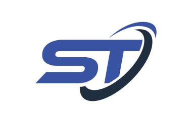 St Logo Swoosh elips mavi mektup vektör kavramı